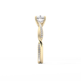 Cushion Cut 0.86 Carat Moissanite Ring – Criss Cross Pave Setting in Gold