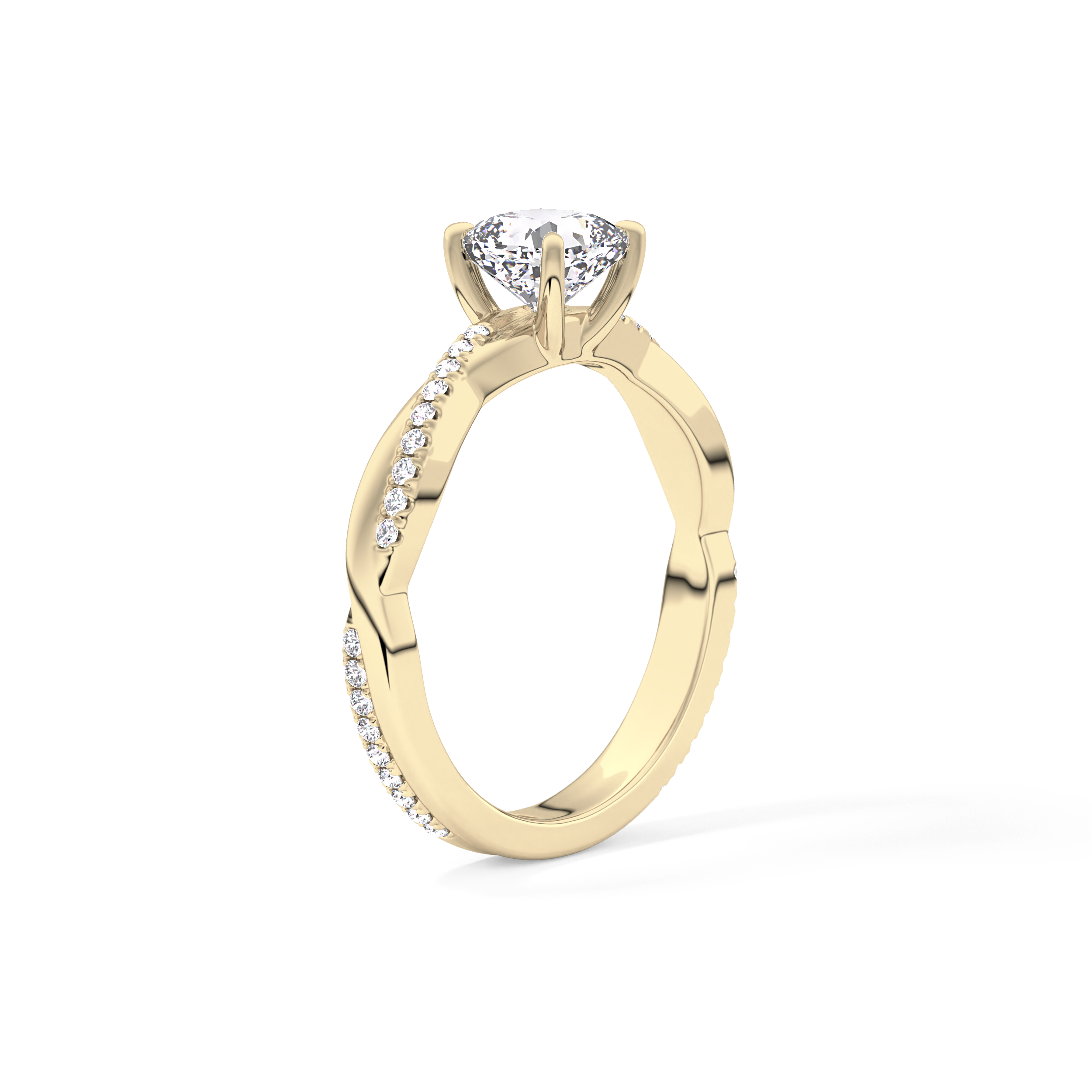 Cushion Cut 0.86 Carat Moissanite Ring – Criss Cross Pave Setting in Gold
