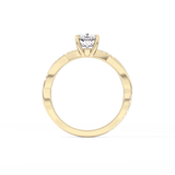 Cushion Cut 0.86 Carat Moissanite Ring – Criss Cross Pave Setting in Gold