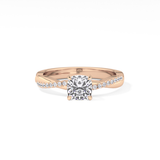 Cushion Cut 0.86 Carat Moissanite Ring – Criss Cross Pave Setting in Gold