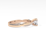 Cushion Cut 0.86 Carat Moissanite Ring – Criss Cross Pave Setting in Gold