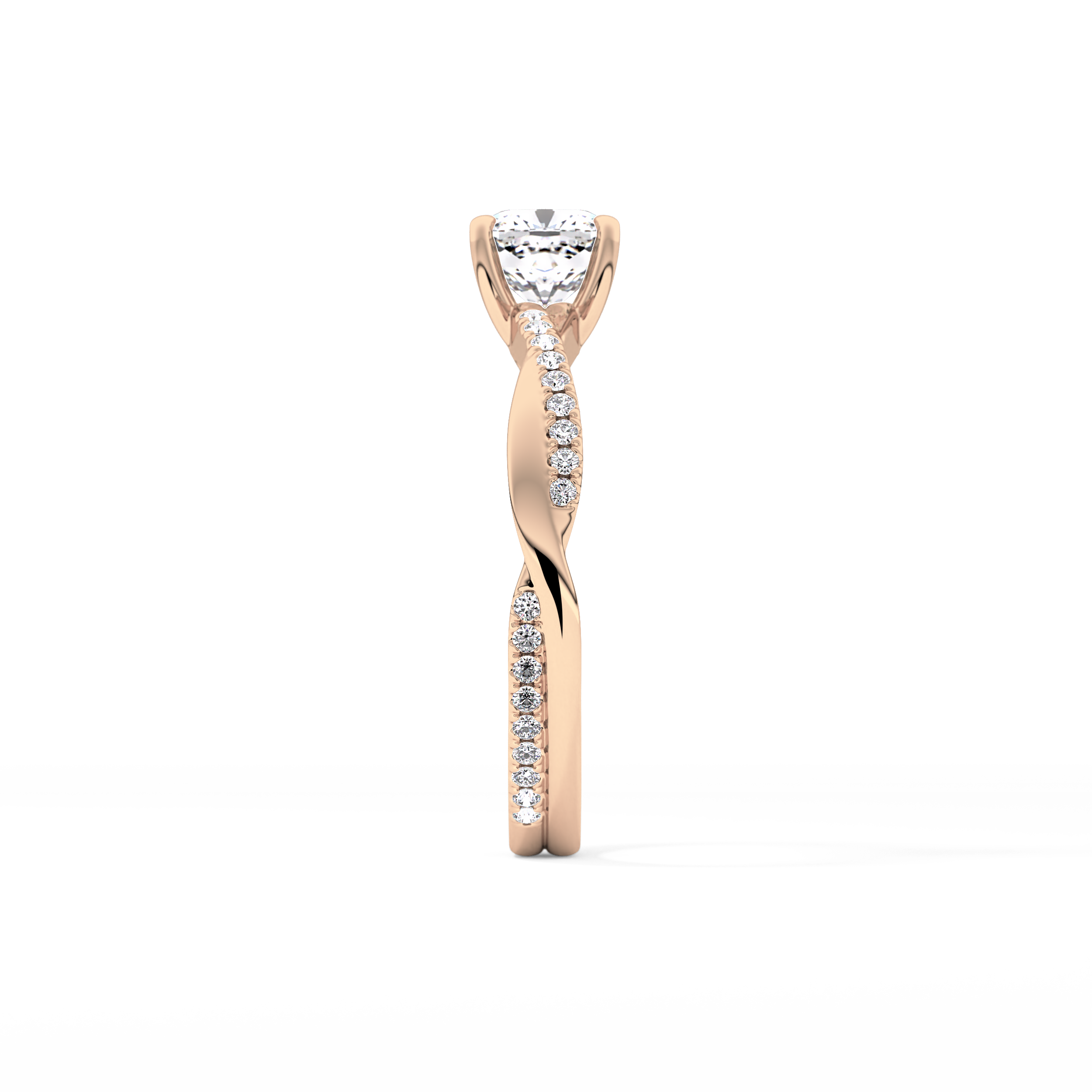Cushion Cut 0.86 Carat Moissanite Ring – Criss Cross Pave Setting in Gold