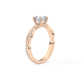 Cushion Cut 0.86 Carat Moissanite Ring – Criss Cross Pave Setting in Gold