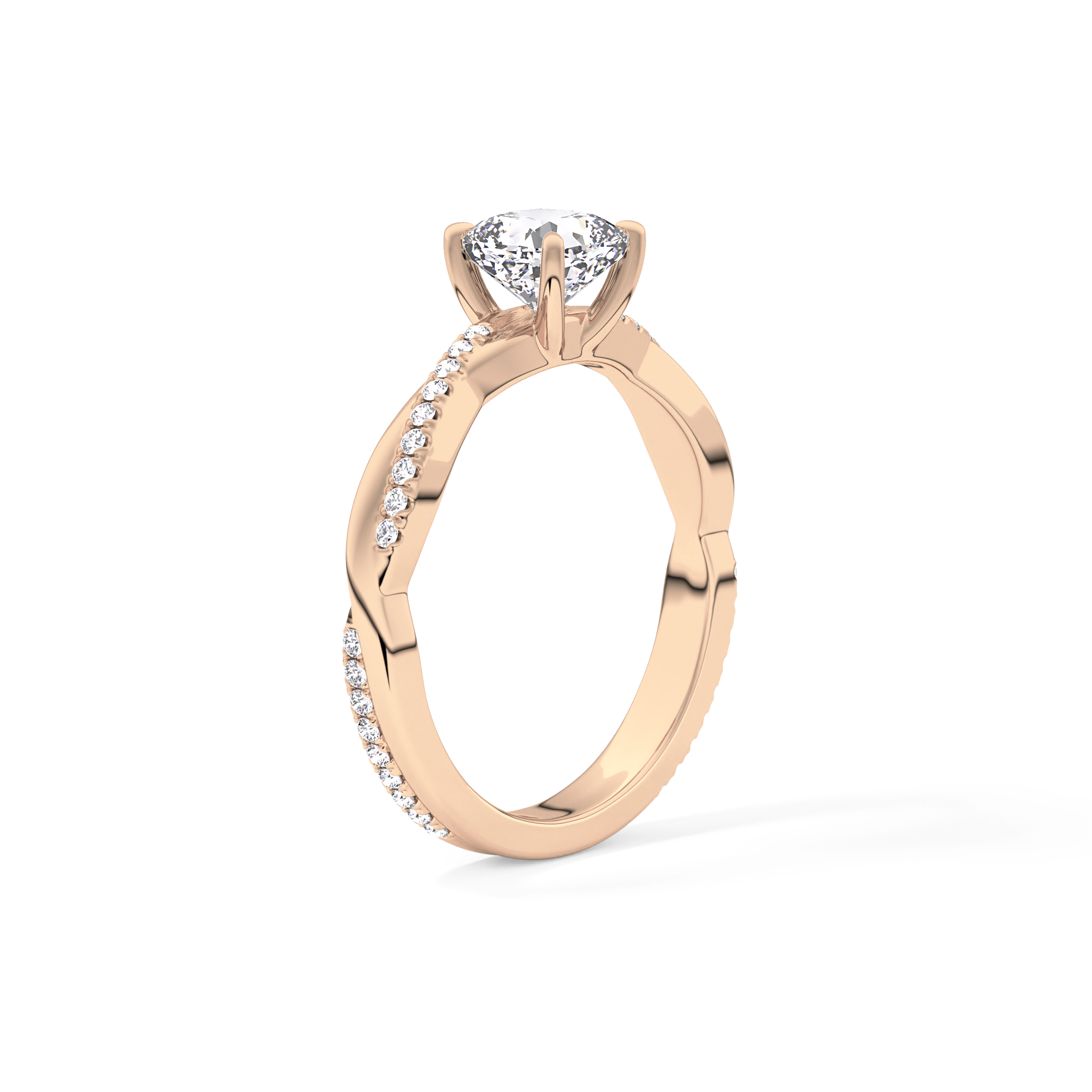 Cushion Cut 0.86 Carat Moissanite Ring – Criss Cross Pave Setting in Gold
