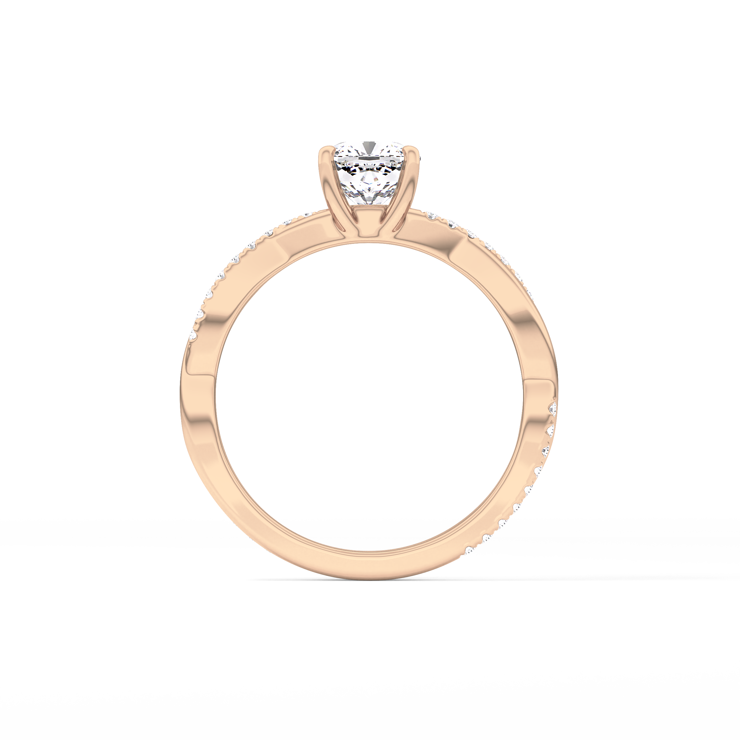 Cushion Cut 0.86 Carat Moissanite Ring – Criss Cross Pave Setting in Gold
