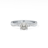 Cushion Cut 0.86 Carat Moissanite Ring – Criss Cross Pave Setting in Gold