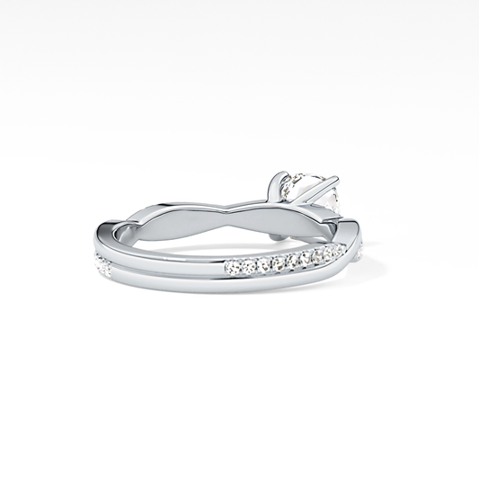 Cushion Cut 0.86 Carat Moissanite Ring – Criss Cross Pave Setting in Gold