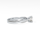 Cushion Cut 0.86 Carat Moissanite Ring – Criss Cross Pave Setting in Gold
