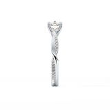 Cushion Cut 0.86 Carat Moissanite Ring – Criss Cross Pave Setting in Gold