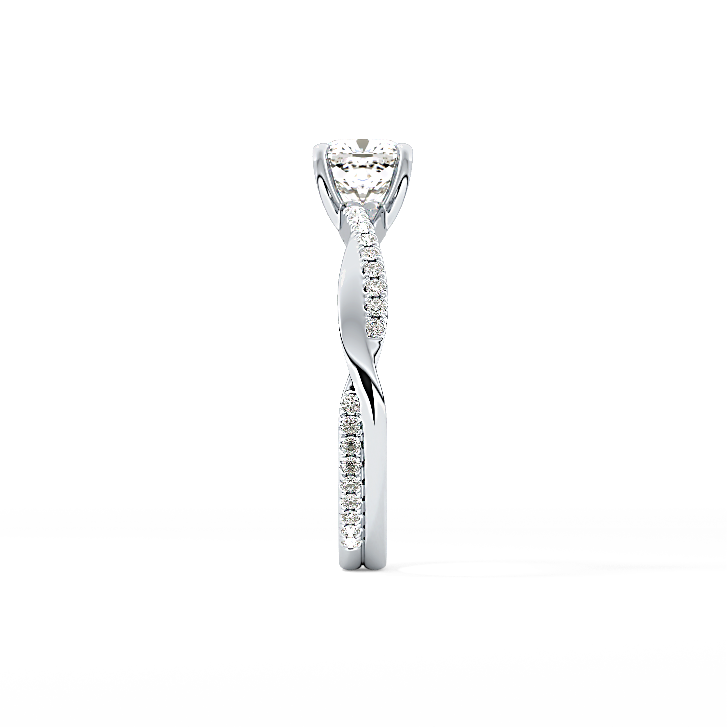 Cushion Cut 0.86 Carat Moissanite Ring – Criss Cross Pave Setting in Gold