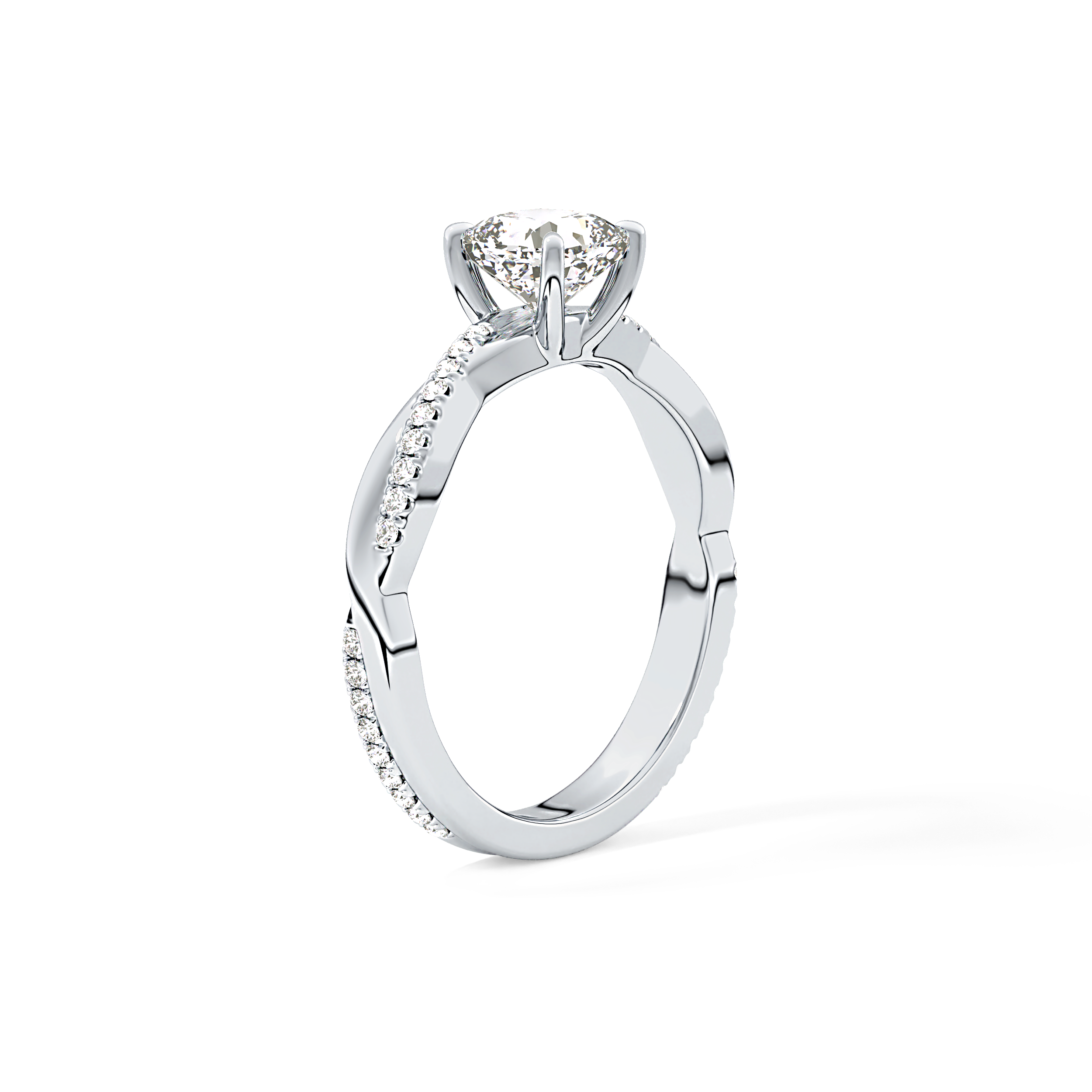 Cushion Cut 0.86 Carat Moissanite Ring – Criss Cross Pave Setting in Gold