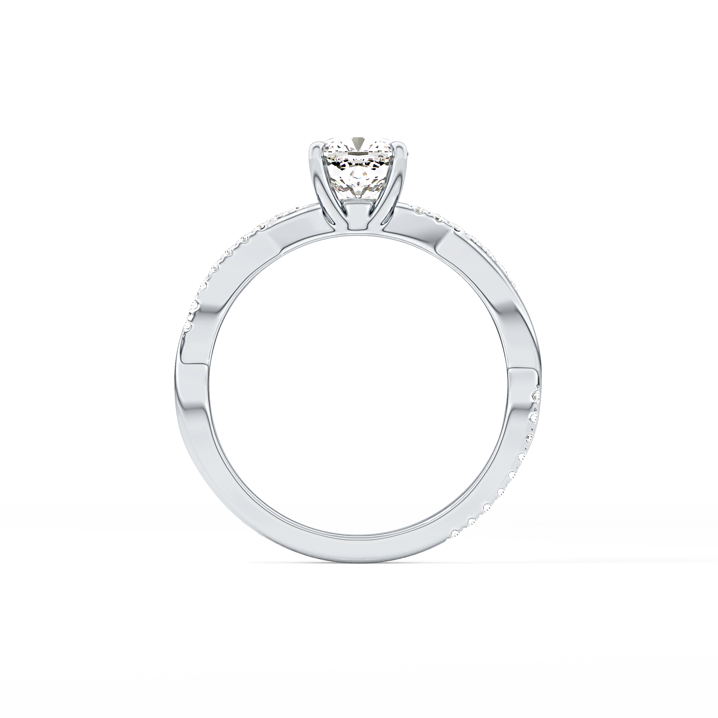 Cushion Cut 0.86 Carat Moissanite Ring – Criss Cross Pave Setting in Gold