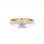 Princess Cut 0.78 Carat Moissanite Ring – Criss Cross Pave Setting in Gold