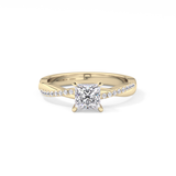Princess Cut 0.78 Carat Moissanite Ring – Criss Cross Pave Setting in Gold