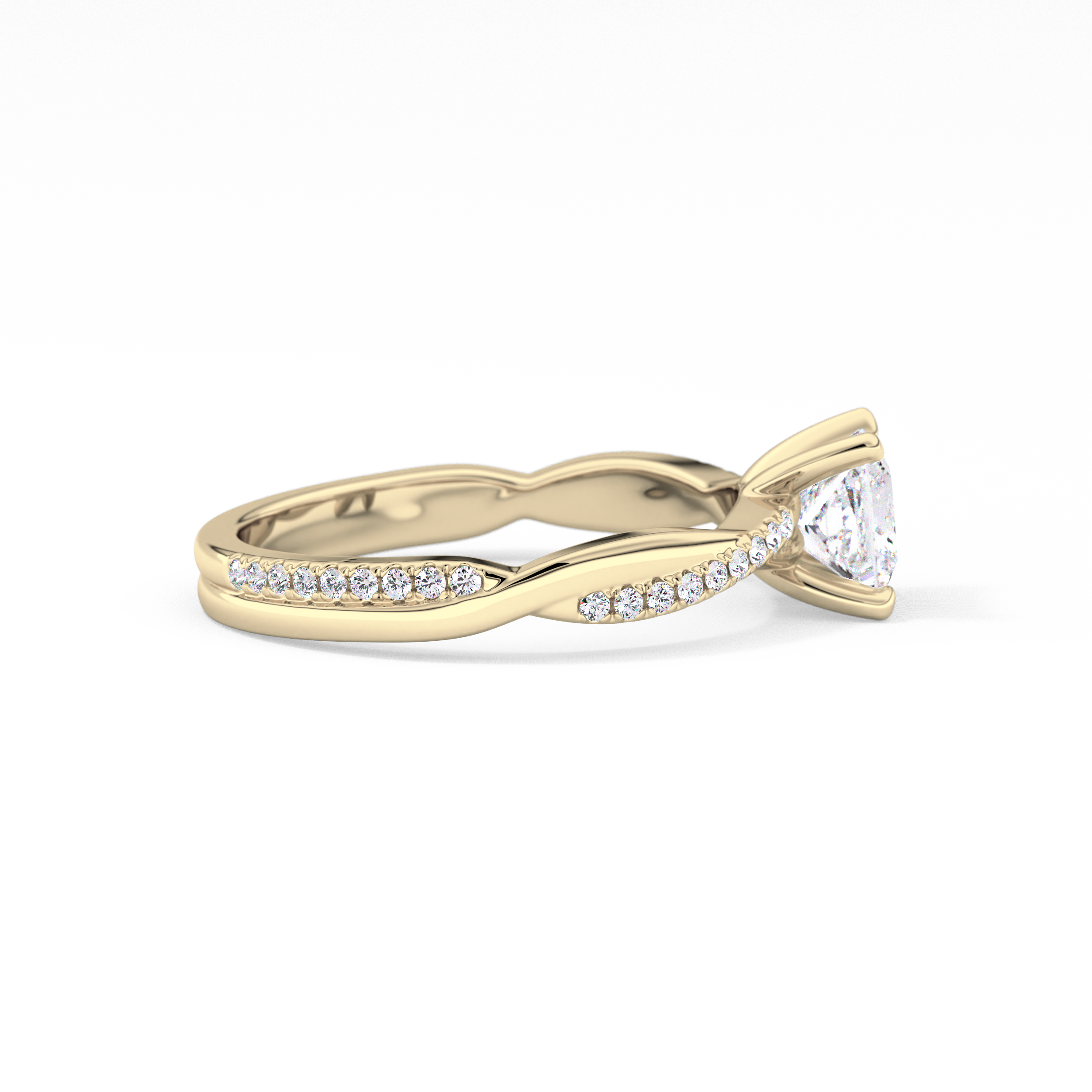 Princess Cut 0.78 Carat Moissanite Ring – Criss Cross Pave Setting in Gold