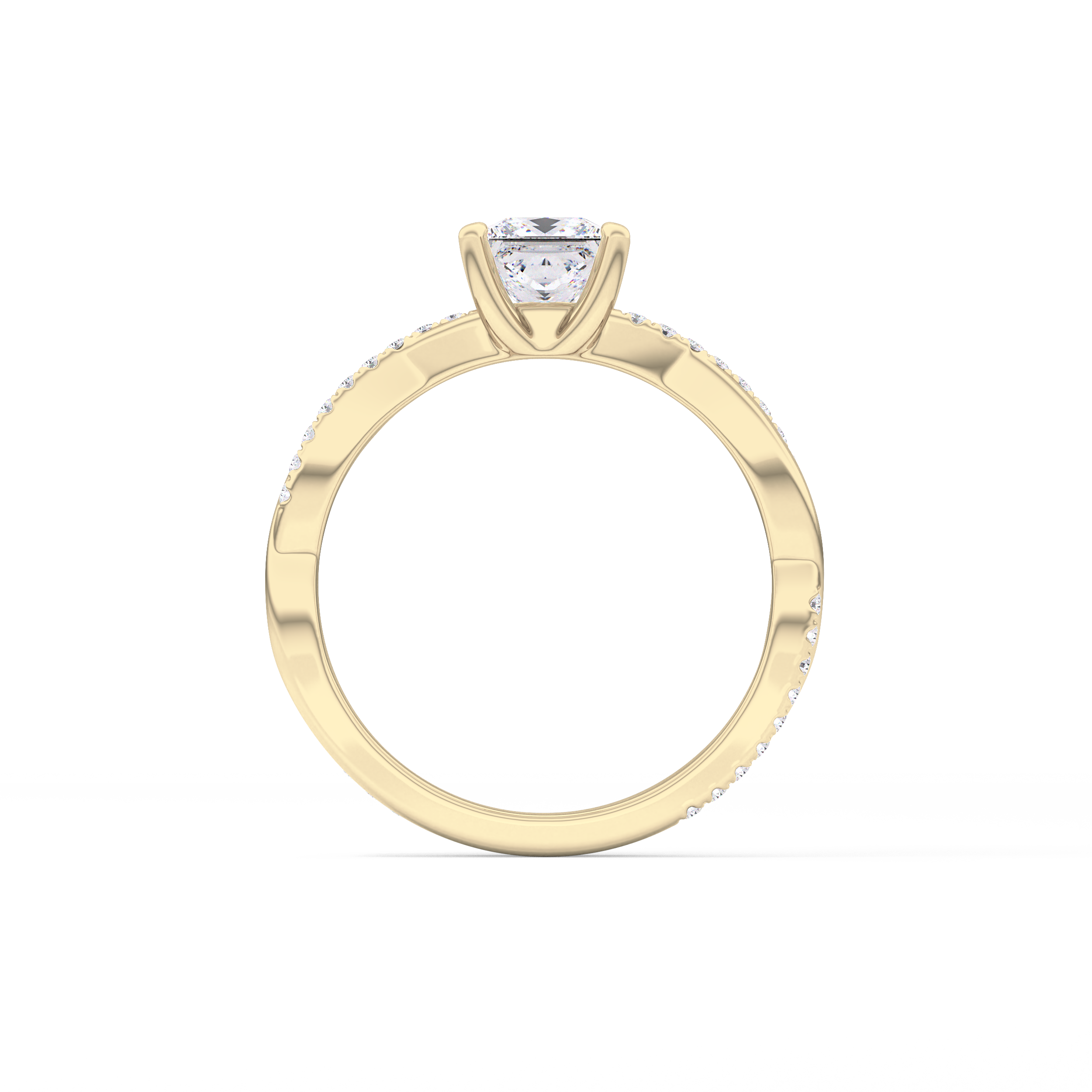 Princess Cut 0.78 Carat Moissanite Ring – Criss Cross Pave Setting in Gold