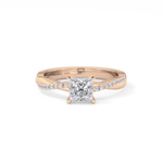 Princess Cut 0.78 Carat Moissanite Ring – Criss Cross Pave Setting in Gold