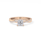 Princess Cut 0.78 Carat Moissanite Ring – Criss Cross Pave Setting in Gold