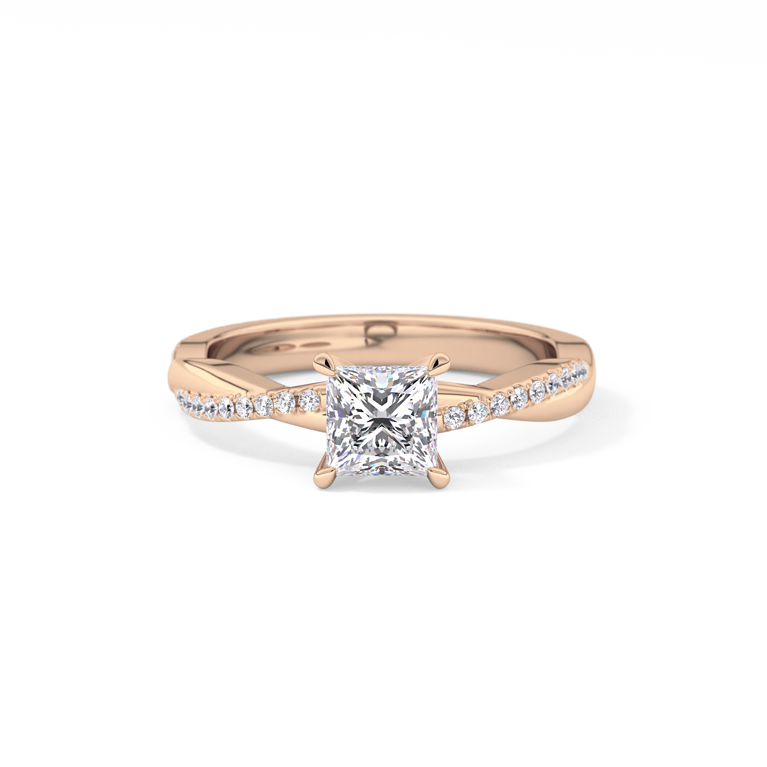 Princess Cut 0.78 Carat Moissanite Ring – Criss Cross Pave Setting in Gold