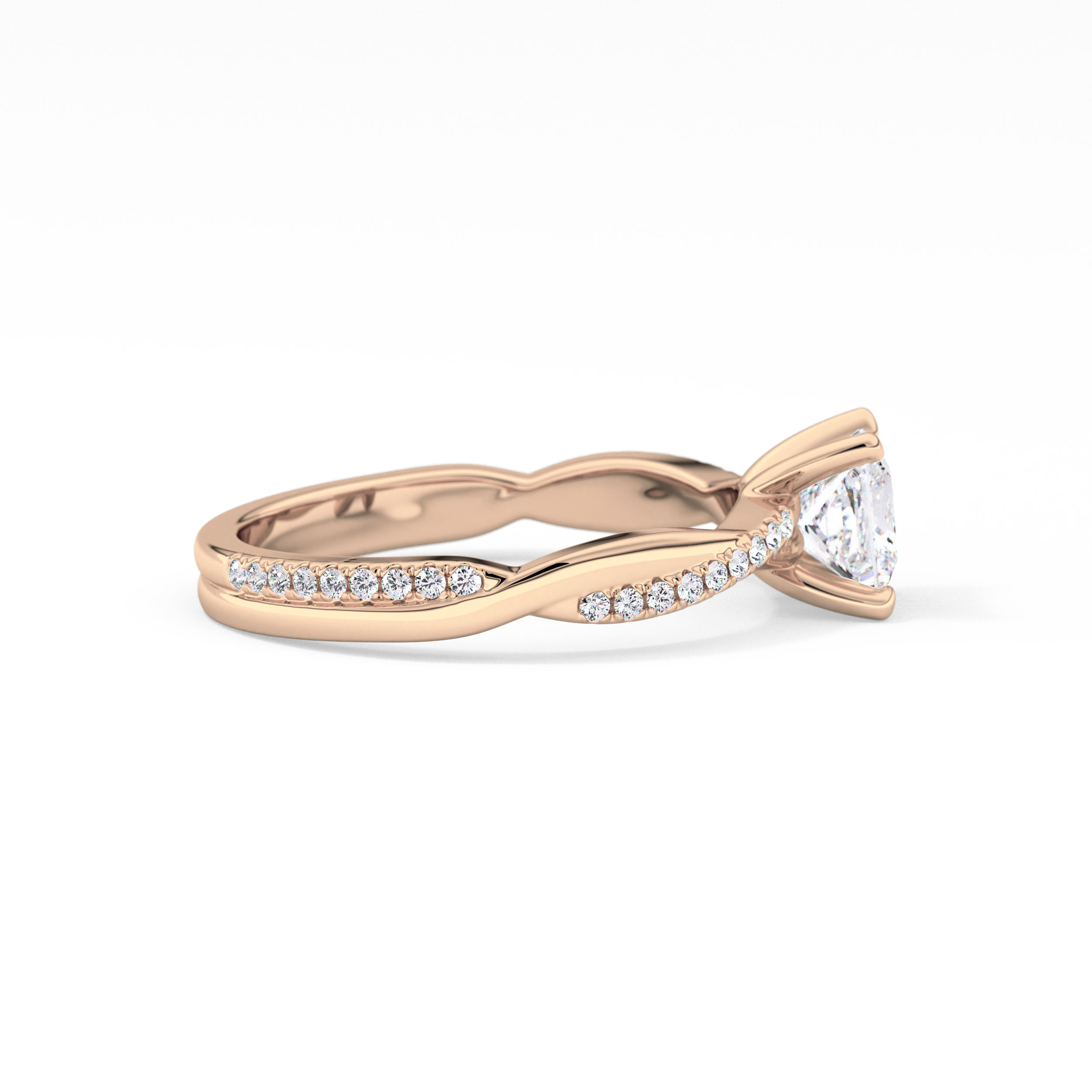 Princess Cut 0.78 Carat Moissanite Ring – Criss Cross Pave Setting in Gold