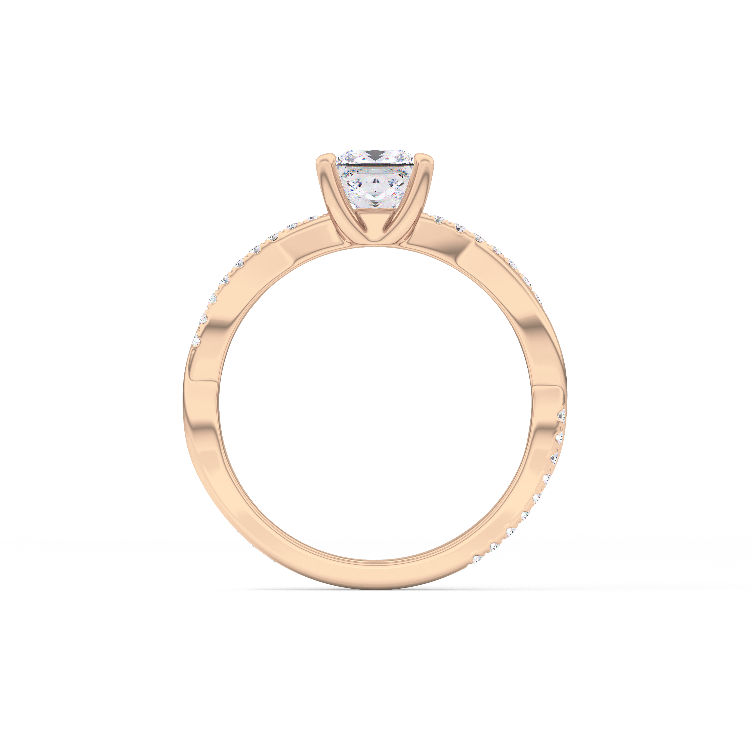Princess Cut 0.78 Carat Moissanite Ring – Criss Cross Pave Setting in Gold