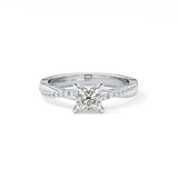 Princess Cut 0.78 Carat Moissanite Ring – Criss Cross Pave Setting in Gold