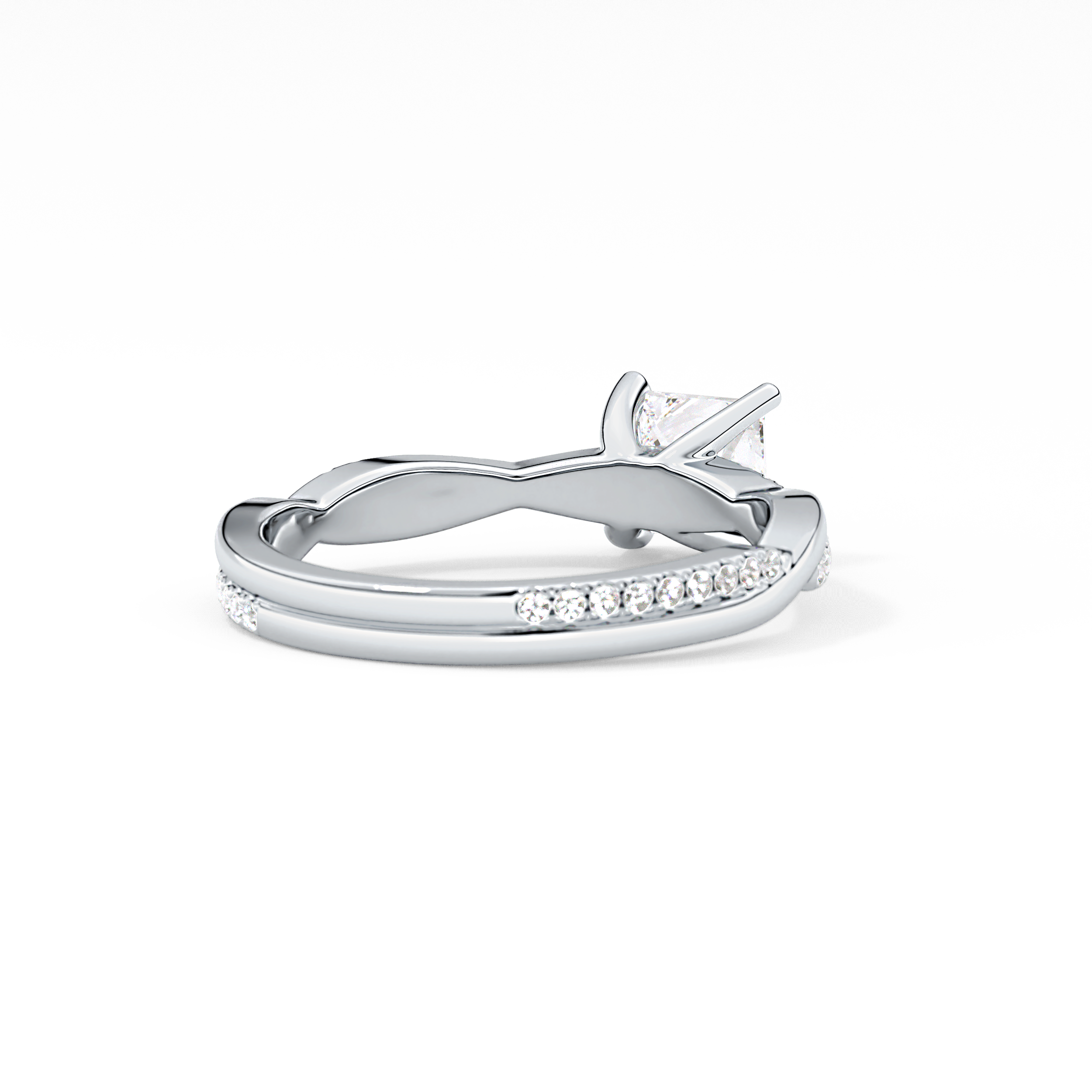 Princess Cut 0.78 Carat Moissanite Ring – Criss Cross Pave Setting in Gold