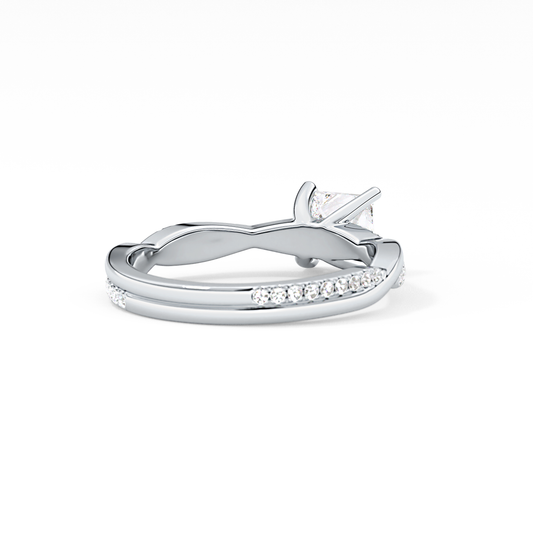 Princess Cut 0.78 Carat Moissanite Ring – Criss Cross Pave Setting in Gold