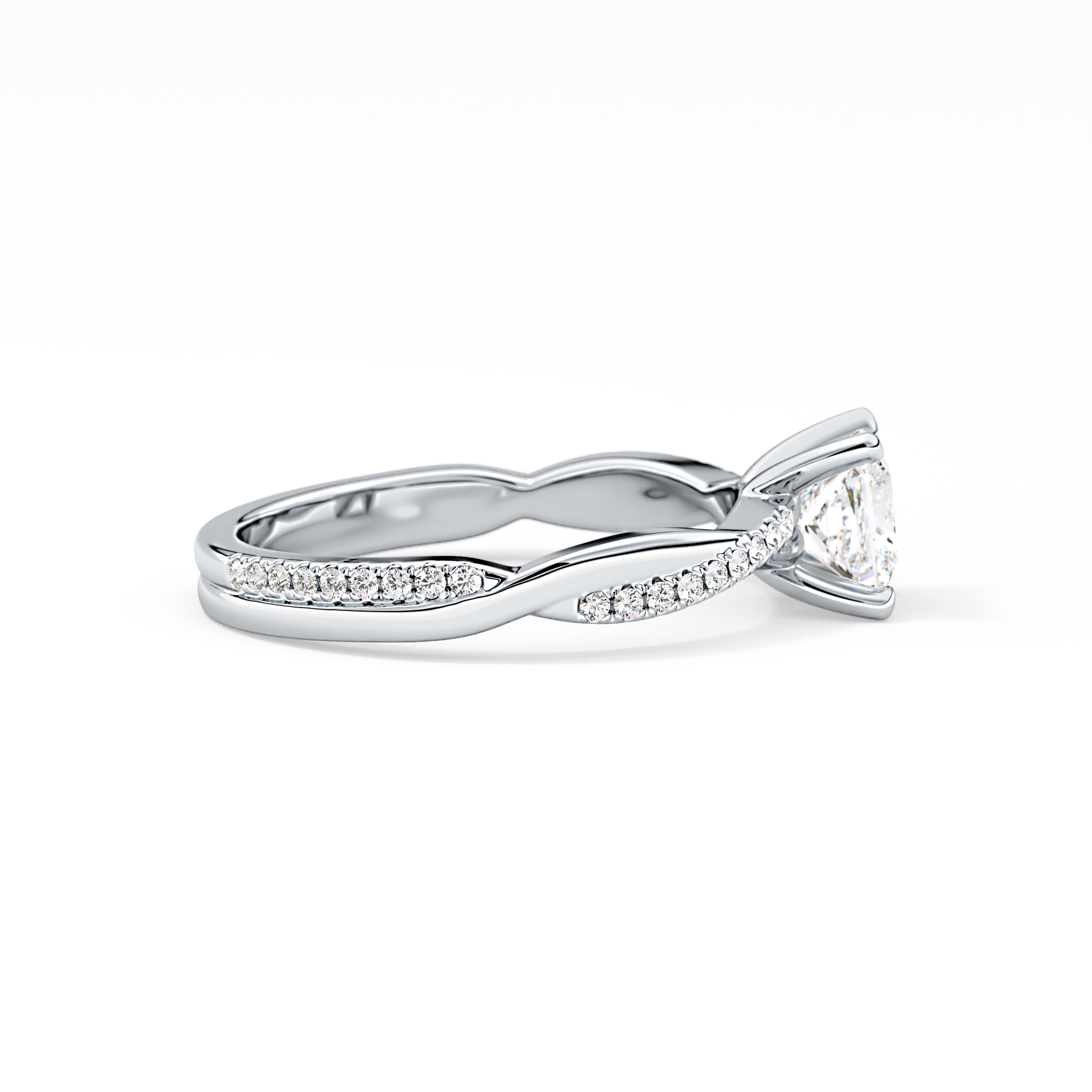 Princess Cut 0.78 Carat Moissanite Ring – Criss Cross Pave Setting in Gold