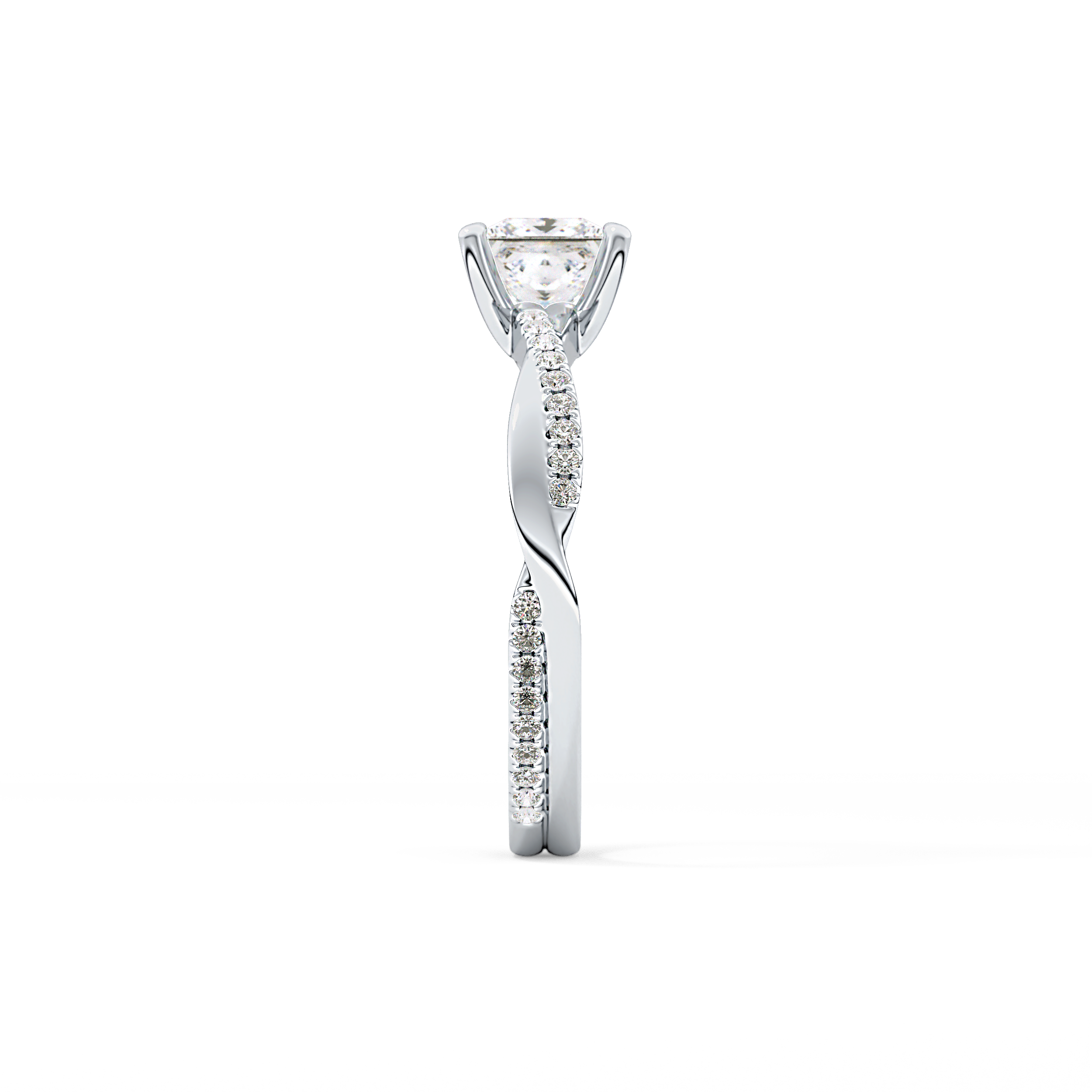Princess Cut 0.78 Carat Moissanite Ring – Criss Cross Pave Setting in Gold