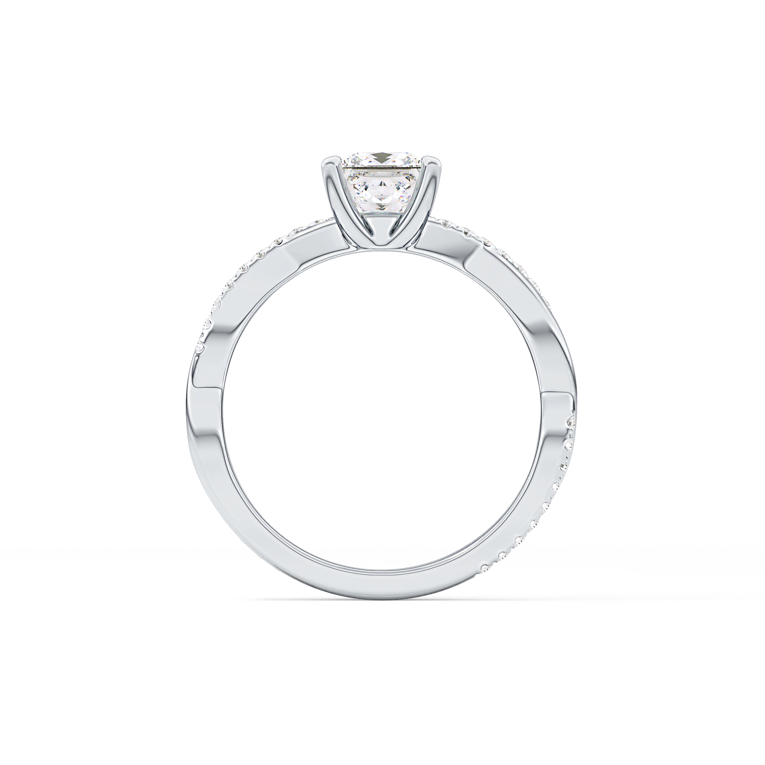 Princess Cut 0.78 Carat Moissanite Ring – Criss Cross Pave Setting in Gold