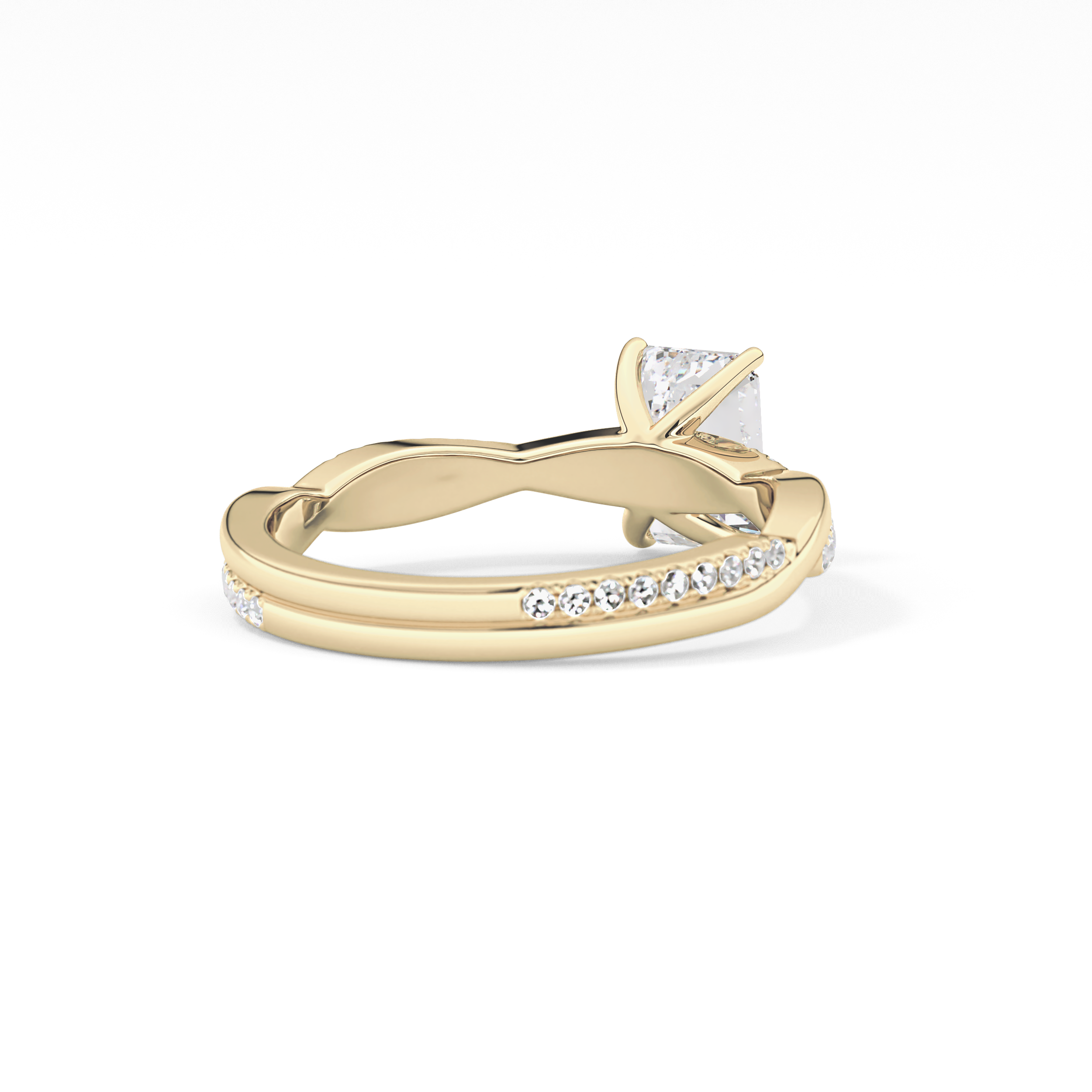 Emerald Cut 1.02 Carat Moissanite Ring – Criss Cross Pave Setting in Gold