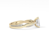 Emerald Cut 1.02 Carat Moissanite Ring – Criss Cross Pave Setting in Gold