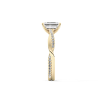 Emerald Cut 1.02 Carat Moissanite Ring – Criss Cross Pave Setting in Gold