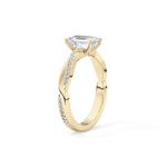 Emerald Cut 1.02 Carat Moissanite Ring – Criss Cross Pave Setting in Gold