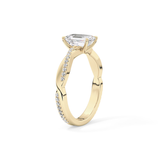 Emerald Cut 1.02 Carat Moissanite Ring – Criss Cross Pave Setting in Gold