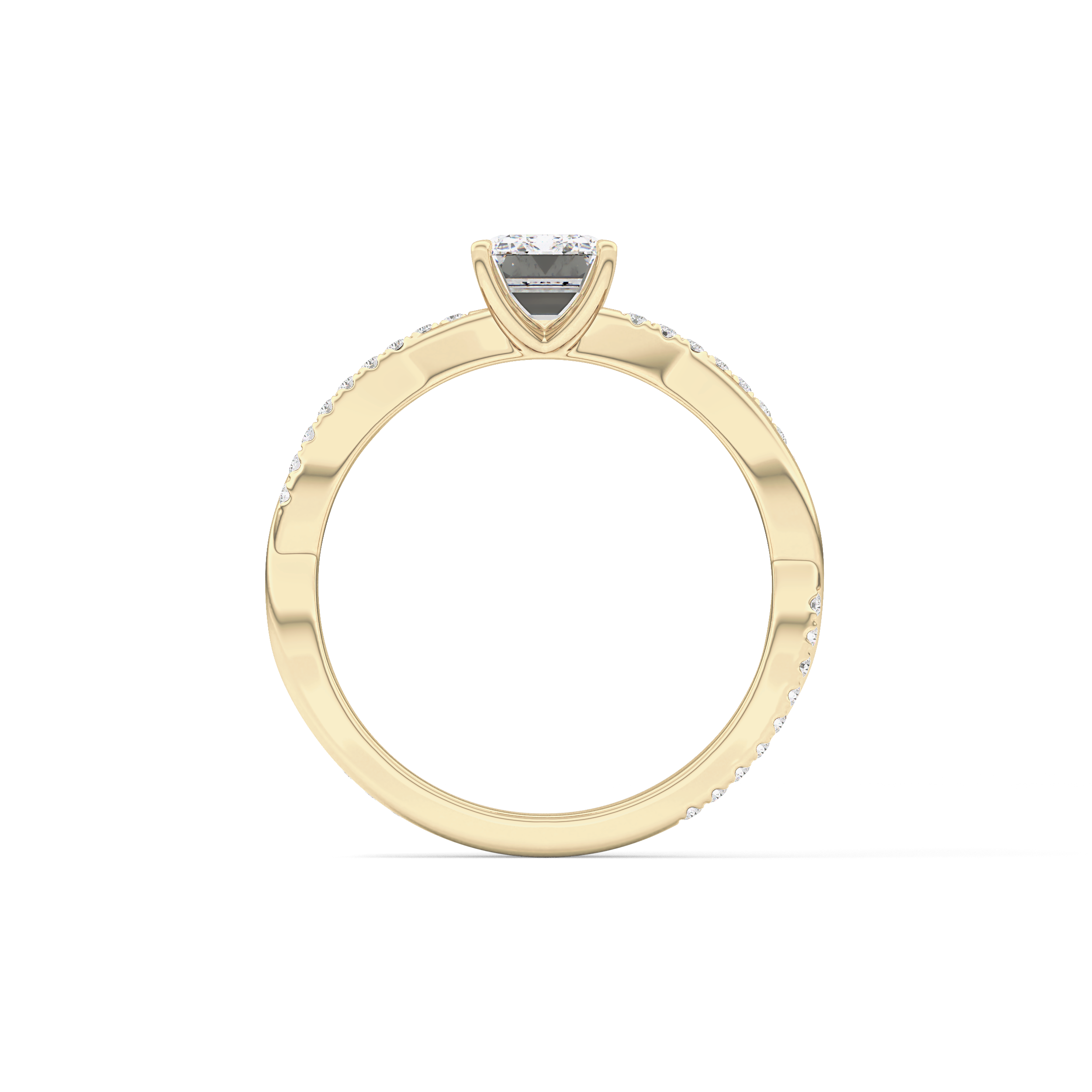 Emerald Cut 1.02 Carat Moissanite Ring – Criss Cross Pave Setting in Gold