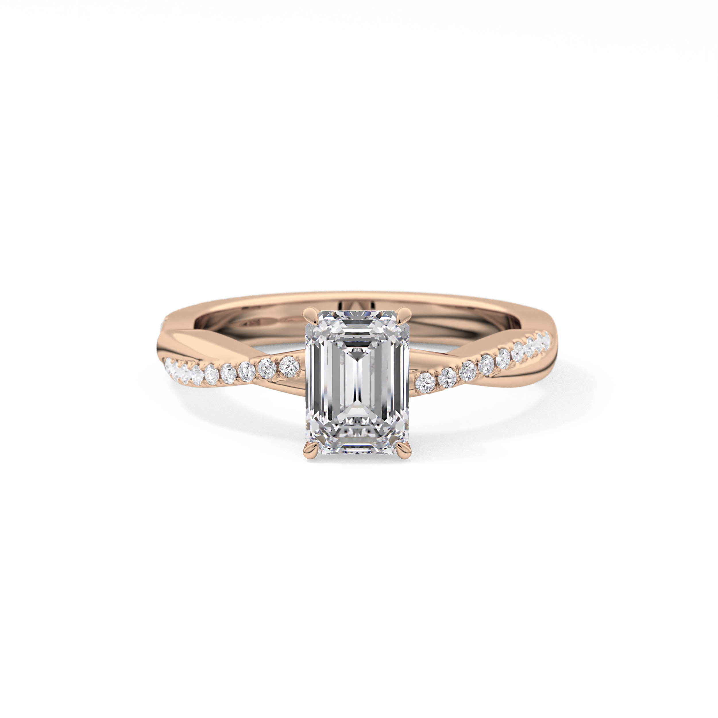 Emerald Cut 1.02 Carat Moissanite Ring – Criss Cross Pave Setting in Gold