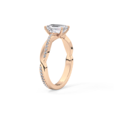 Emerald Cut 1.02 Carat Moissanite Ring – Criss Cross Pave Setting in Gold