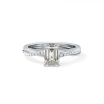 Emerald Cut 1.02 Carat Moissanite Ring – Criss Cross Pave Setting in Gold
