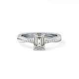 Emerald Cut 1.02 Carat Moissanite Ring – Criss Cross Pave Setting in Gold