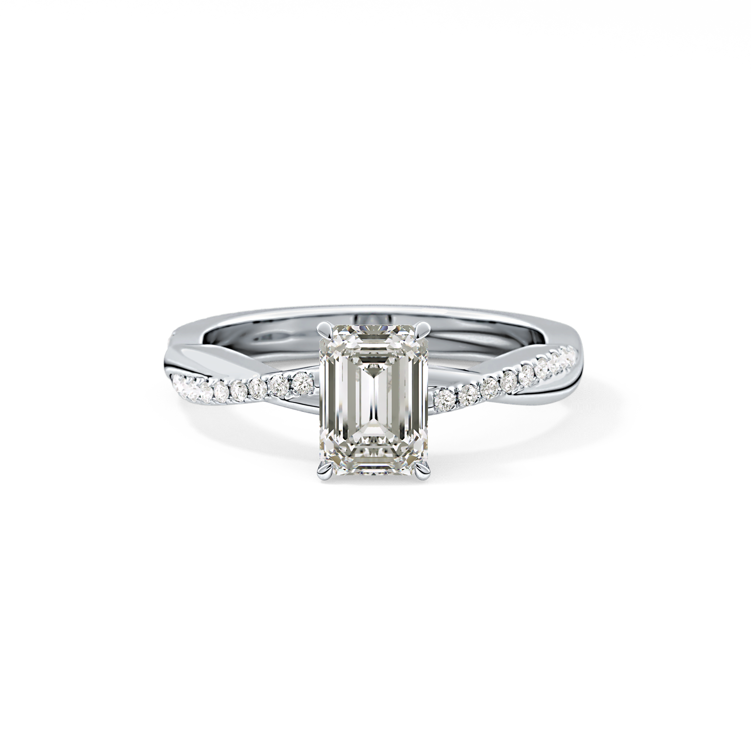 Emerald Cut 1.02 Carat Moissanite Ring – Criss Cross Pave Setting in Gold