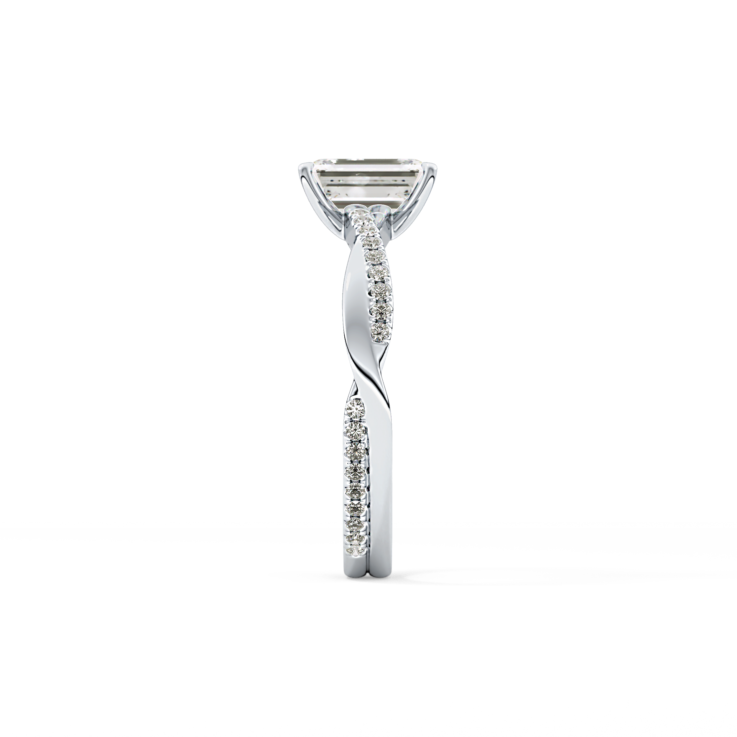 Emerald Cut 1.02 Carat Moissanite Ring – Criss Cross Pave Setting in Gold