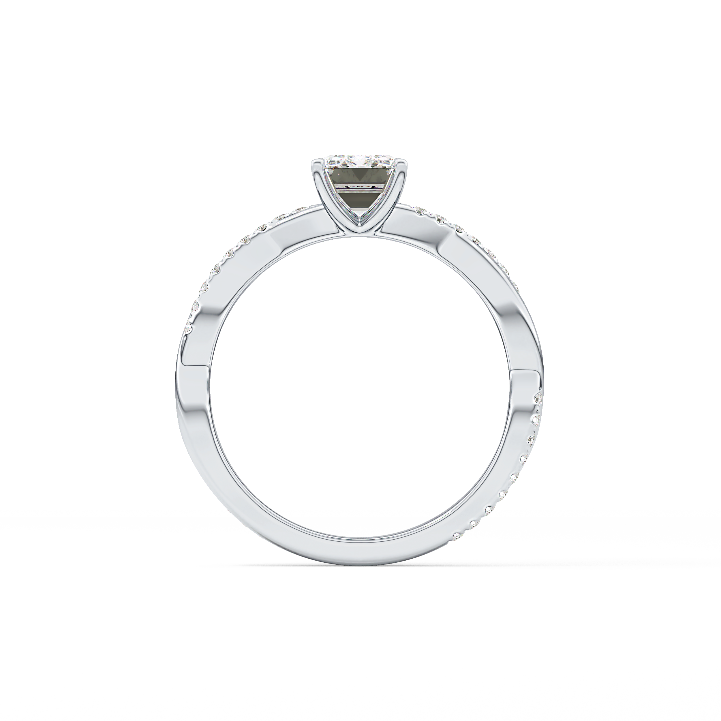 Emerald Cut 1.02 Carat Moissanite Ring – Criss Cross Pave Setting in Gold