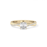 Asscher Cut 0.65 Carat Moissanite Ring – Criss Cross Pave Setting in Gold 7