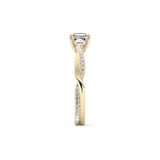Asscher Cut 0.65 Carat Moissanite Ring – Criss Cross Pave Setting in Gold 10