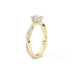 Asscher Cut 0.65 Carat Moissanite Ring – Criss Cross Pave Setting in Gold 11