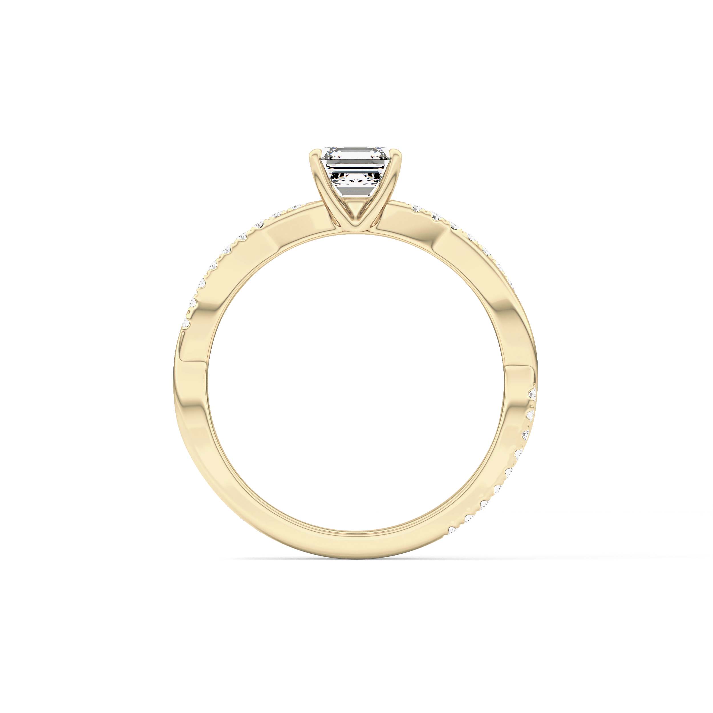 Asscher Cut 0.65 Carat Moissanite Ring – Criss Cross Pave Setting in Gold 12
