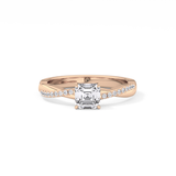 Asscher Cut 0.65 Carat Moissanite Ring – Criss Cross Pave Setting in Gold 13