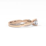 Asscher Cut 0.65 Carat Moissanite Ring – Criss Cross Pave Setting in Gold 15